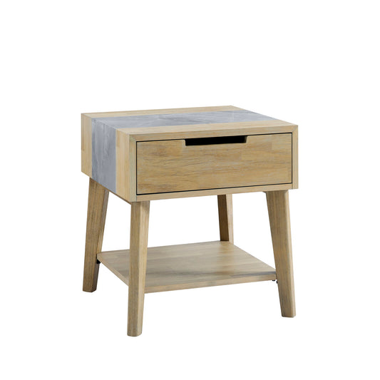 Calgary - Sintered Stone Inlay Side Table - Brown - Hornell Furniture Outlet