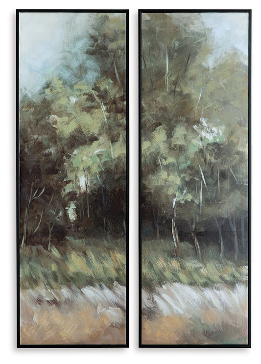 Dansot - Green / Brown - Wall Art Set (Set of 2) - Hornell Furniture Outlet