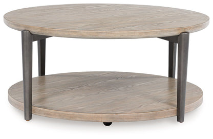 Dyonton - Light Grayish Brown - Round Cocktail Table - Hornell Furniture Outlet