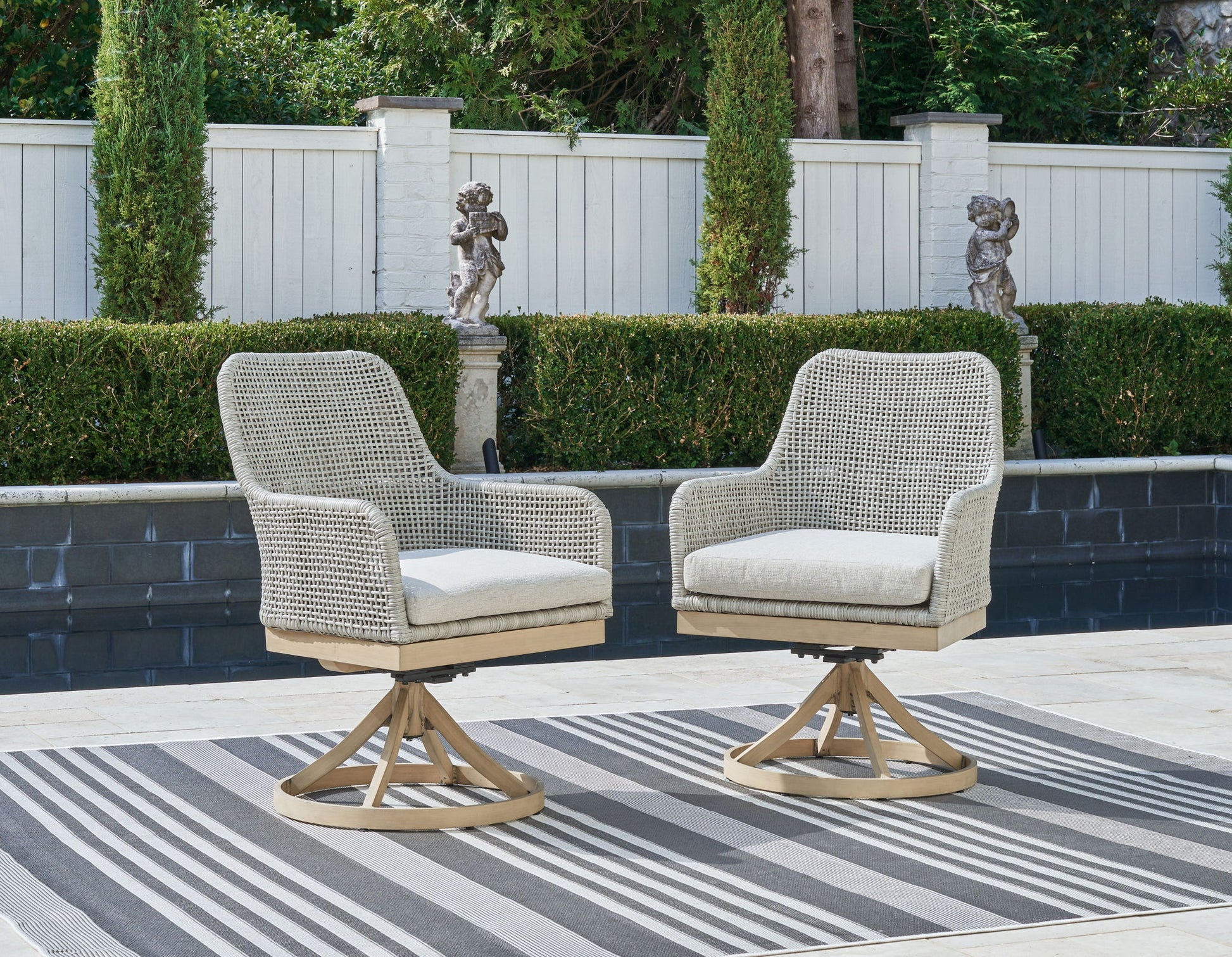 Seton Creek - Gray - Swivel Chair With Cushion (Set of 2) - Hornell Furniture Outlet