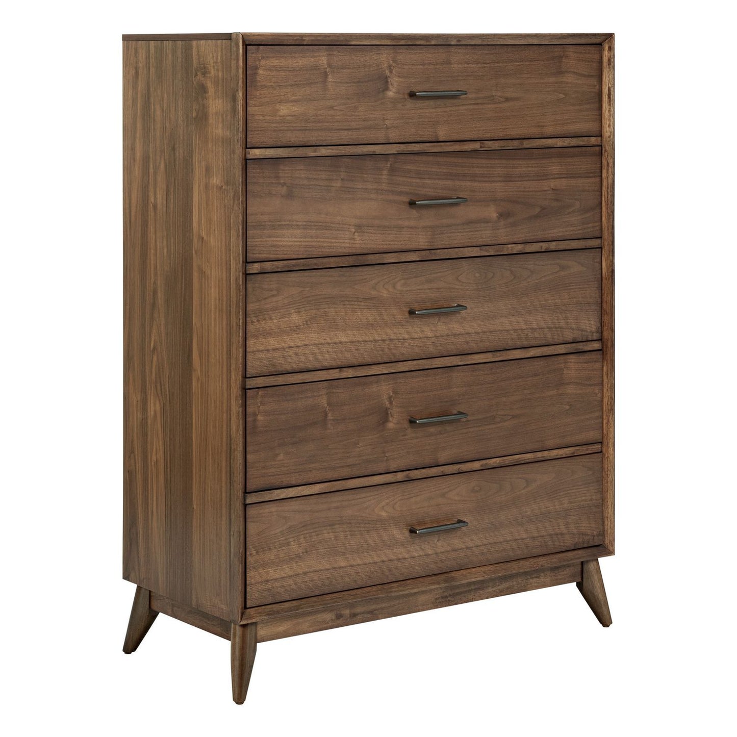 Century Modern - 5 Drawer Chest - Walnut - Hornell Furniture Outlet