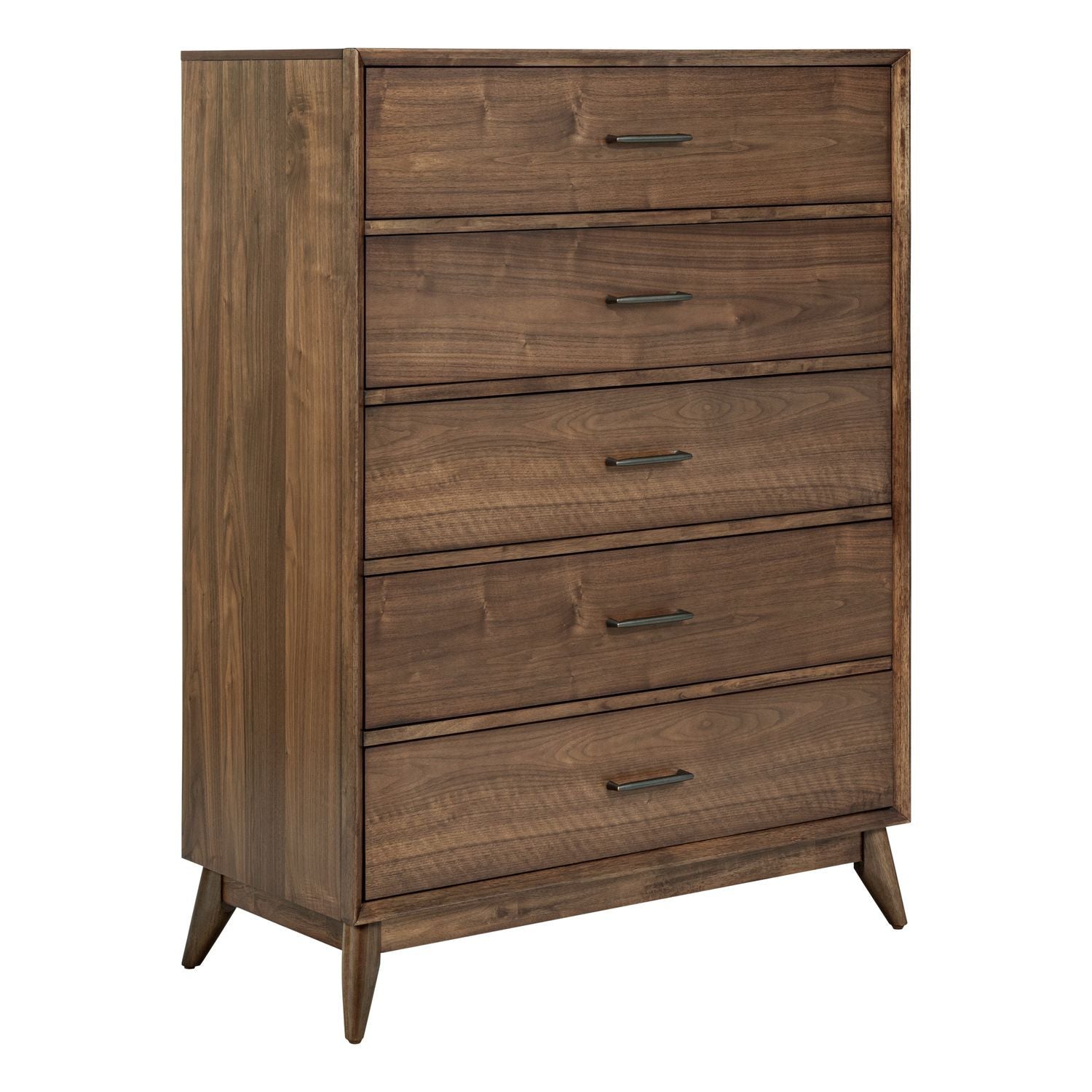 Century Modern - 5 Drawer Chest - Walnut - Hornell Furniture Outlet