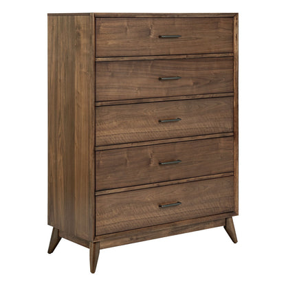 Century Modern - 5 Drawer Chest - Walnut - Hornell Furniture Outlet