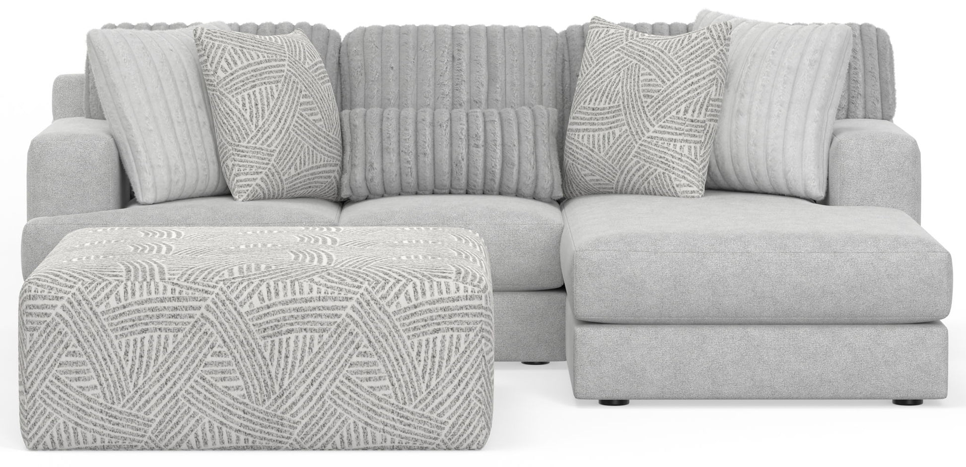 Logan - Upholstered Sectional With Comfort Coil Seating - 46" Cocktail Ottoman And Accent Pillows Included - Hornell Furniture Outlet