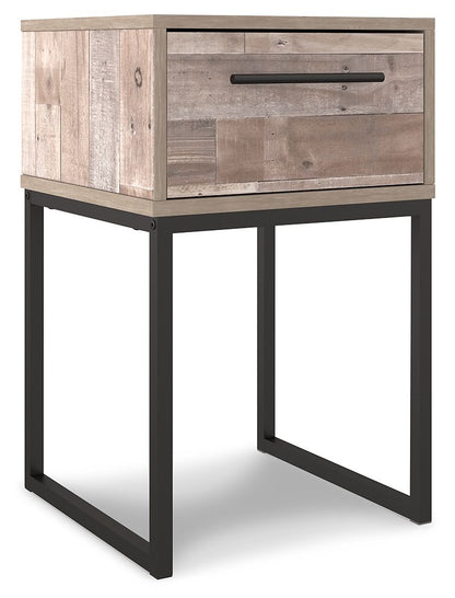 Neilsville - One Drawer Night Stand - Vinyl - Wrapped - Whitewash - Hornell Furniture Outlet