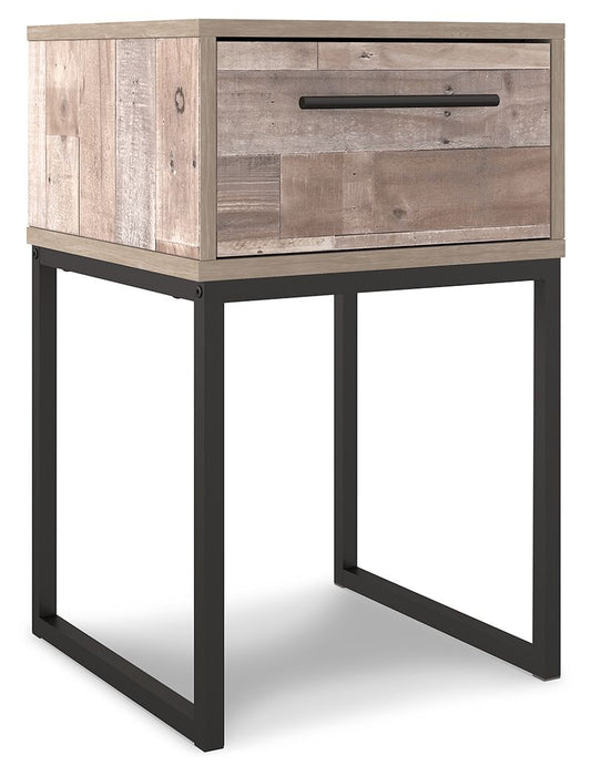 Neilsville - One Drawer Night Stand - Vinyl - Wrapped - Whitewash - Hornell Furniture Outlet