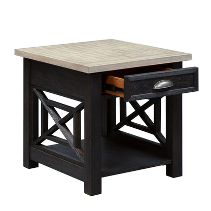 Heatherbrook - Drawer End Table - Black - Hornell Furniture Outlet