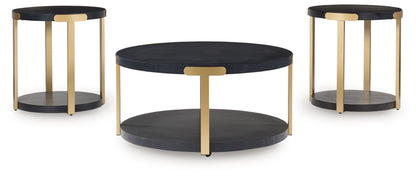 Shylore - Black / Brass Finish - Occasional Table Set (Set of 3) - Hornell Furniture Outlet