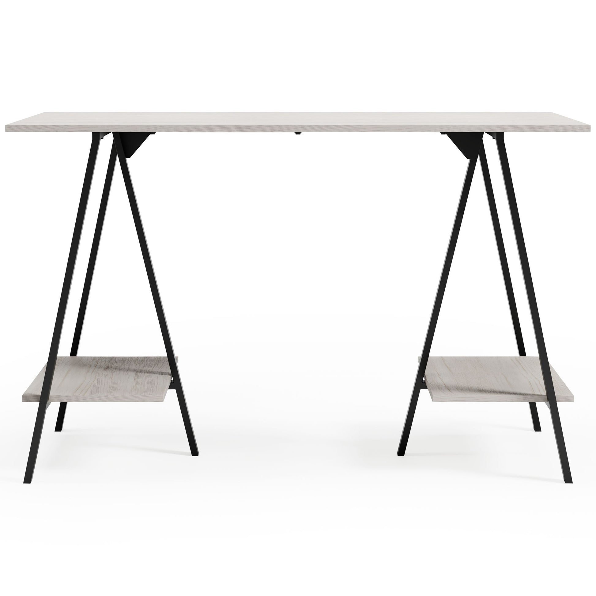 Bayflynn - White / Black - Home Office Desk - 2 Fixed Shelves - Hornell Furniture Outlet