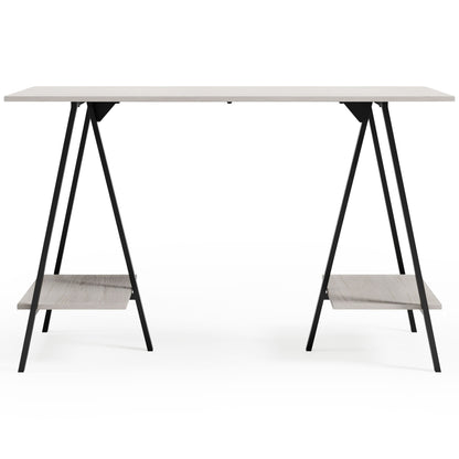 Bayflynn - White / Black - Home Office Desk - 2 Fixed Shelves - Hornell Furniture Outlet