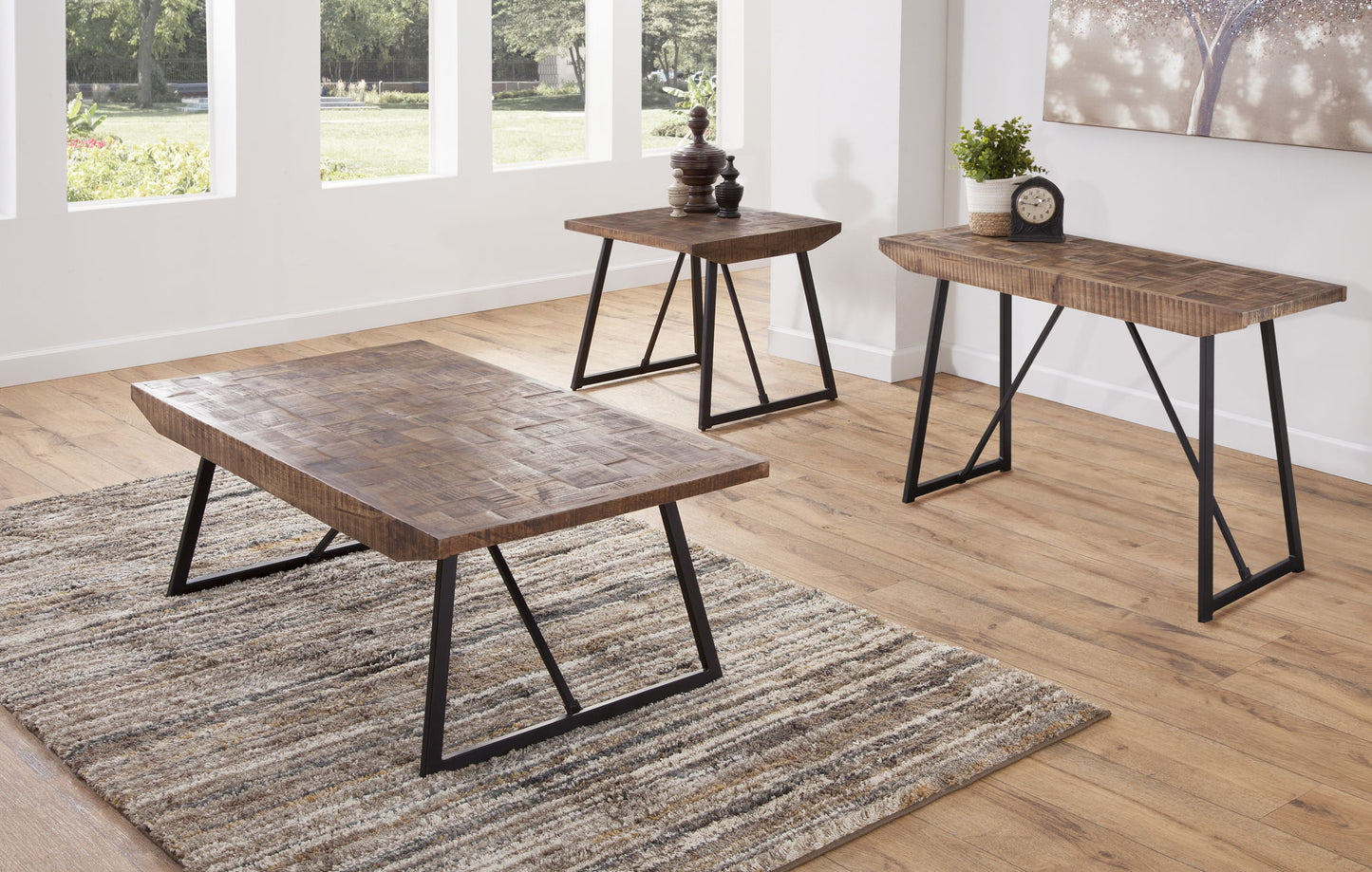 Walden - Parquet End Table - Brown - Hornell Furniture Outlet