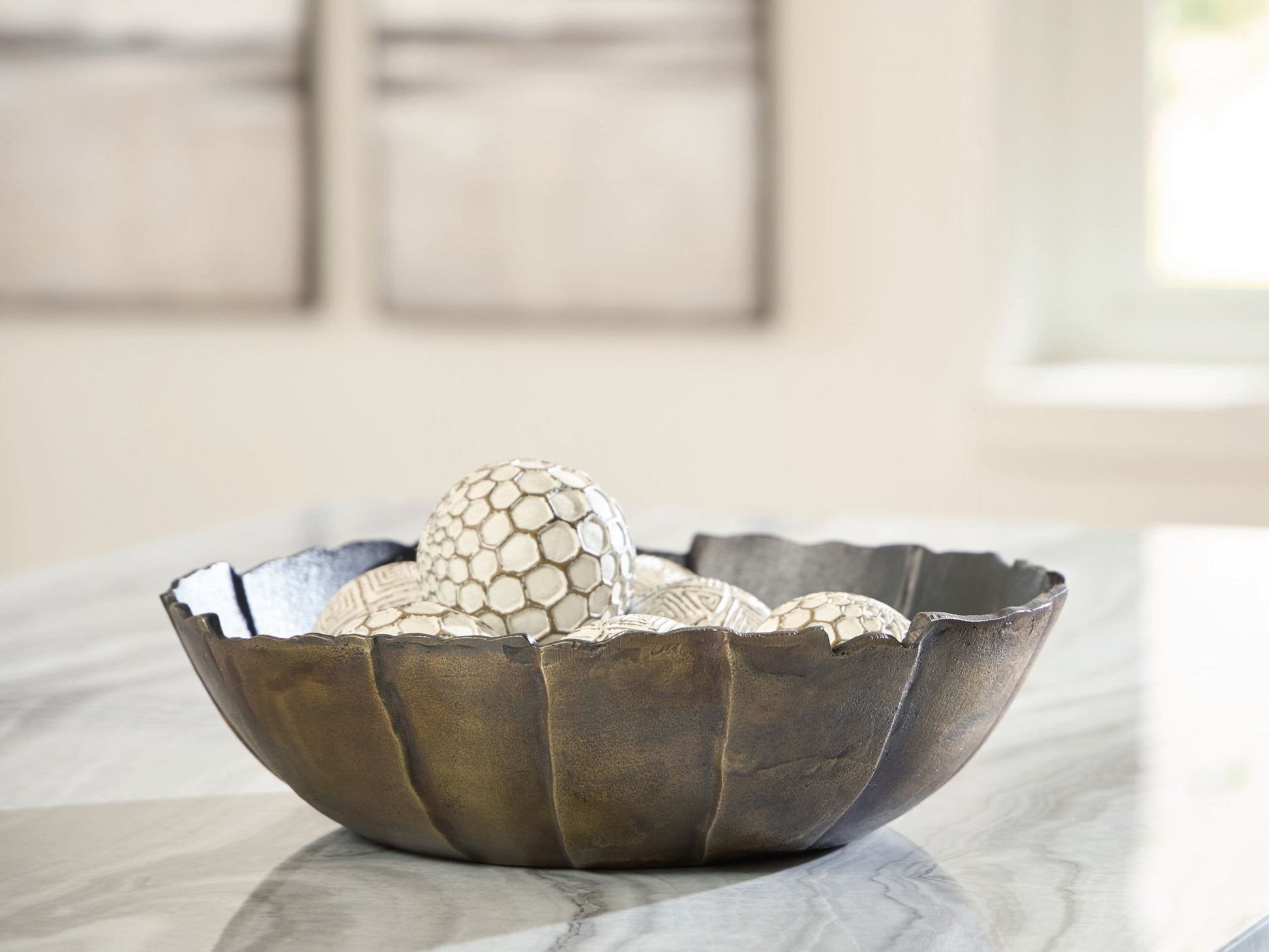 Aidman - Bowl - Black / Antique Gold Finish - Hornell Furniture Outlet