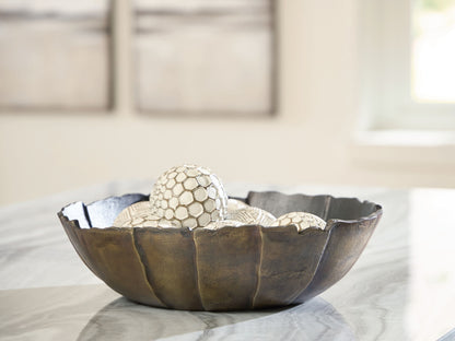 Aidman - Bowl - Black / Antique Gold Finish - Hornell Furniture Outlet