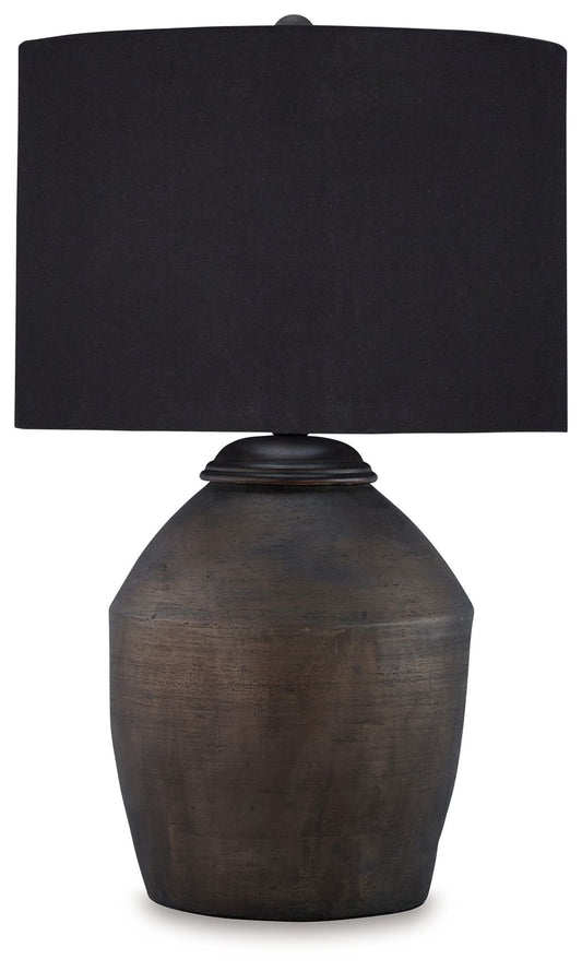 Naareman - Metallic Black - Terracotta Table Lamp - Hornell Furniture Outlet