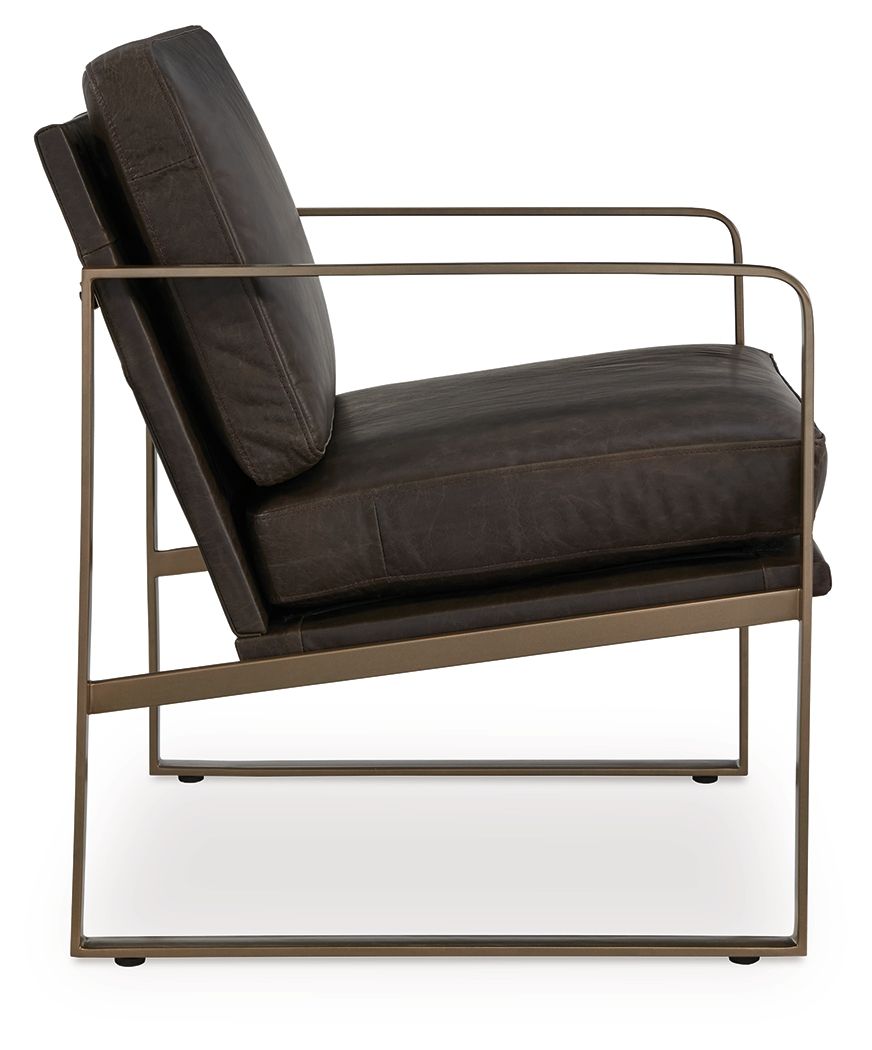 Bradett - Dark Brown / Gold Finish - Accent Chair - Hornell Furniture Outlet