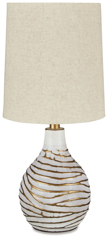 Aleela - Metal Table Lamp - White / Gold Finish - Hornell Furniture Outlet