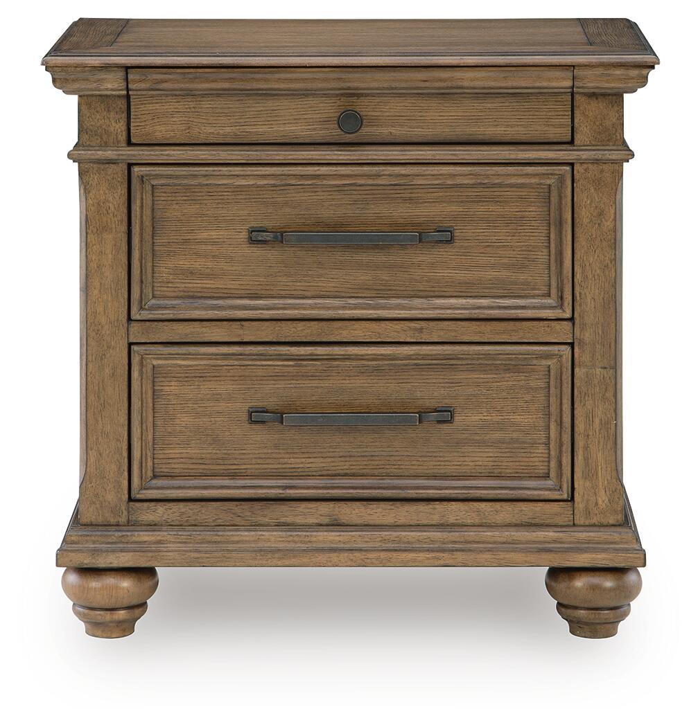 Karallin - Three Drawer Night Stand - Medium Brown - Hornell Furniture Outlet
