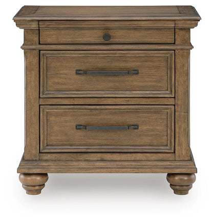 Karallin - Three Drawer Night Stand - Medium Brown - Hornell Furniture Outlet