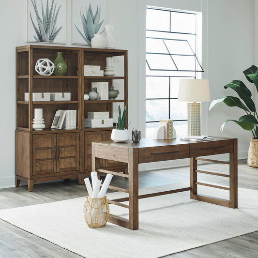 Shaker Lakes - Desk & Bookcase Set - Harvest Brown - Hornell Furniture Outlet