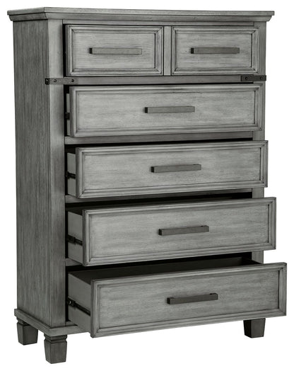 Russelyn - Gray - Five Drawer Chest - Hornell Furniture Outlet