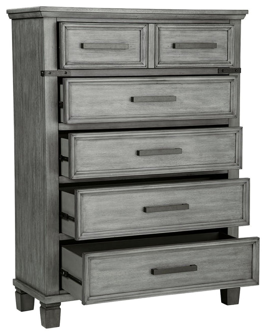 Russelyn - Gray - Five Drawer Chest - Hornell Furniture Outlet
