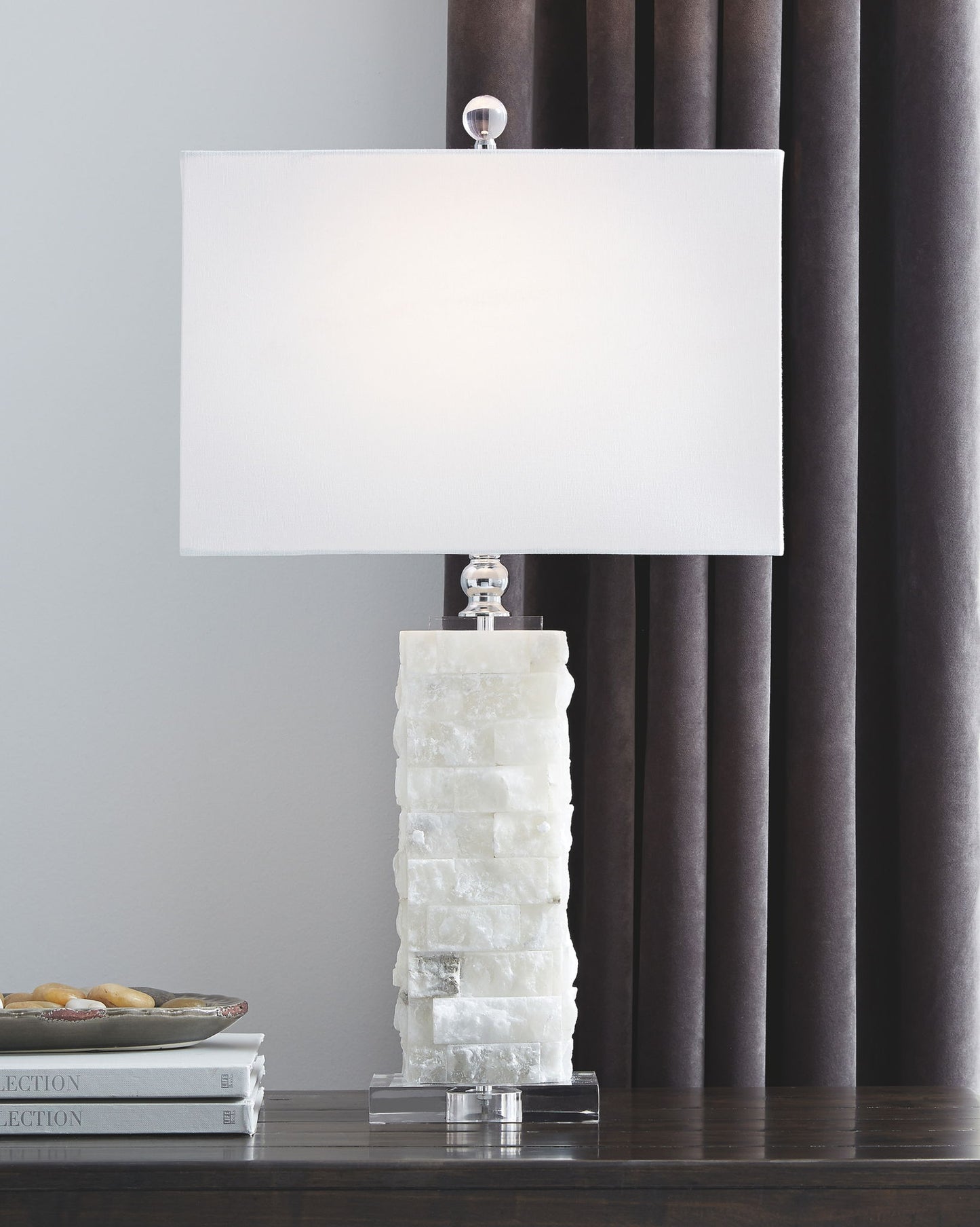 Malise - White - Alabaster Table Lamp - Hornell Furniture Outlet