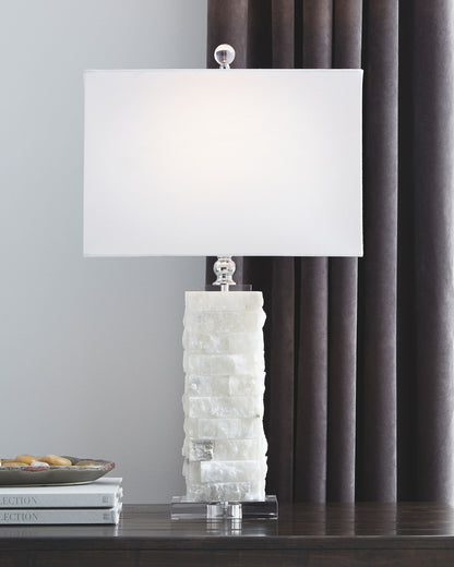 Malise - White - Alabaster Table Lamp - Hornell Furniture Outlet