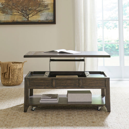 Paradise Valley - Lift Top Cocktail Table - Dark Brown - Hornell Furniture Outlet