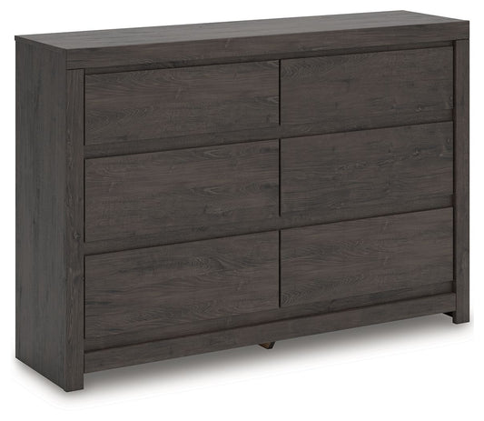Fraluna - Charcoal - Six Drawer Dresser - Hornell Furniture Outlet