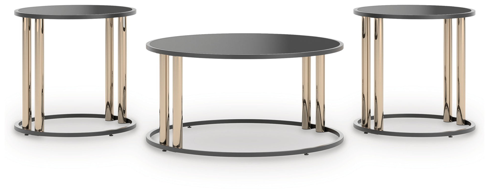 Hannerly - Black / Gold Finish - Occasional Table Set (Set of 3) - Hornell Furniture Outlet