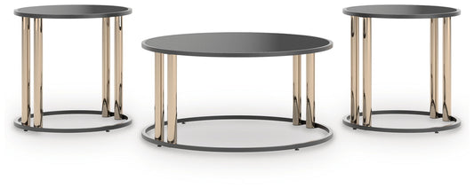 Hannerly - Black / Gold Finish - Occasional Table Set (Set of 3) - Hornell Furniture Outlet