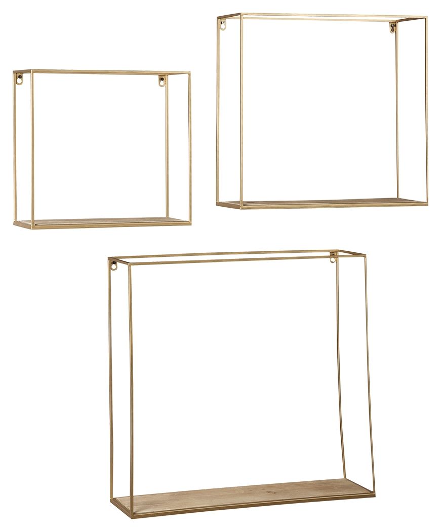 Efharis - Natural / Gold Finish - Wall Shelf Set (Set of 3) - Hornell Furniture Outlet