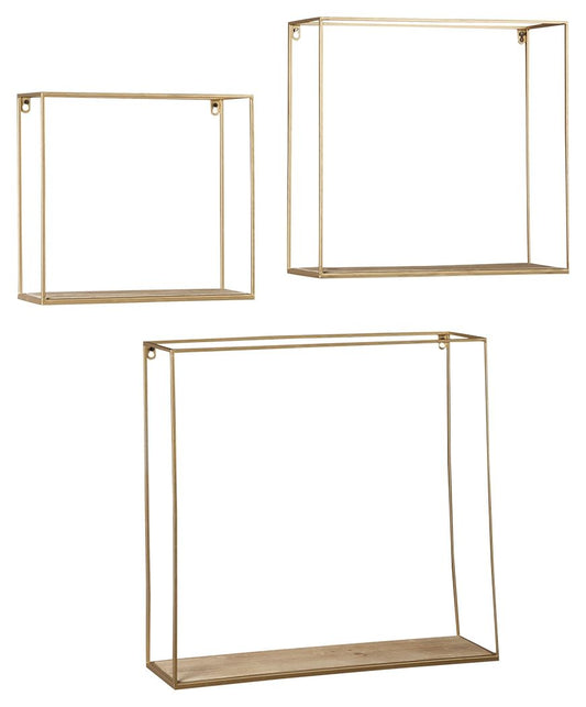 Efharis - Natural / Gold Finish - Wall Shelf Set (Set of 3) - Hornell Furniture Outlet
