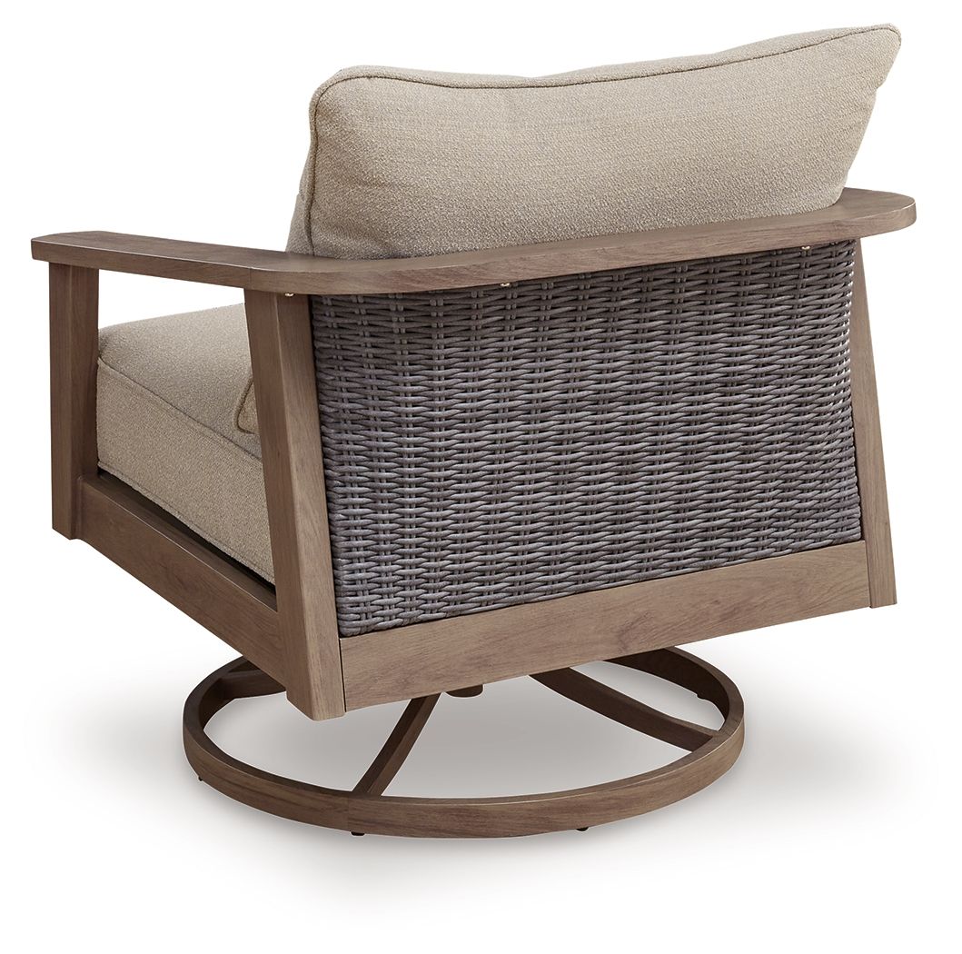 Harmony Headlands - Swivel Lounge With Cushion - Natural / Gray - Hornell Furniture Outlet