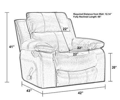 Positano - Top Grain Italian Leather Recliner - Hornell Furniture Outlet