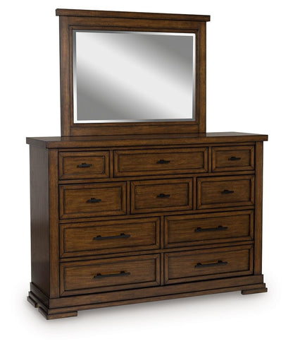 Taffenbrook - Medium Brown - Dresser And Mirror - Hornell Furniture Outlet