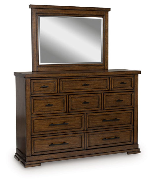 Taffenbrook - Medium Brown - Dresser And Mirror - Hornell Furniture Outlet