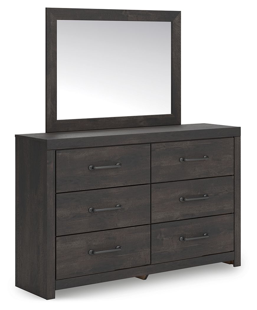 Hollivern - Dark Gray - Dresser And Mirror - Hornell Furniture Outlet