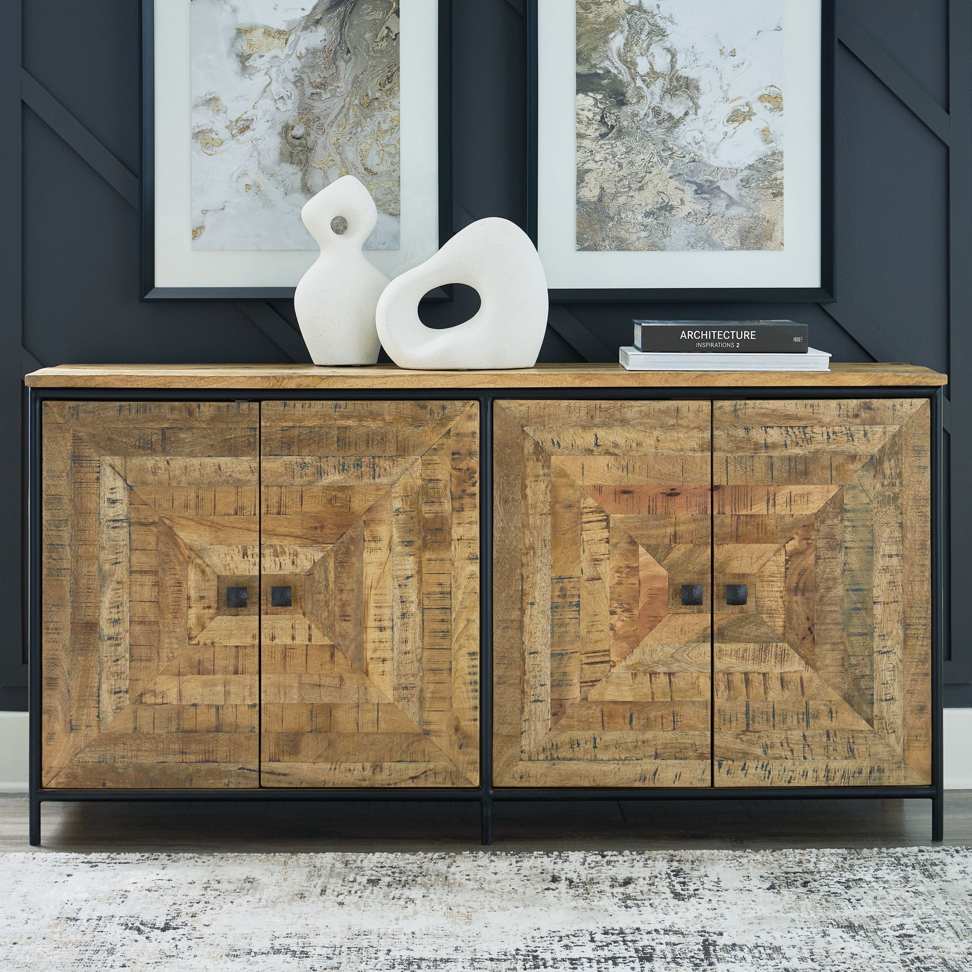 Camney - Brown / Black - Accent Cabinet - Hornell Furniture Outlet