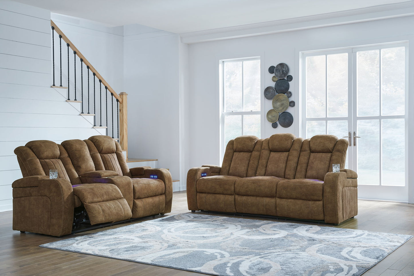 Wolfridge - Brindle - 2 Pc. - Power Reclining Sofa, Power Reclining Loveseat With Console - Hornell Furniture Outlet