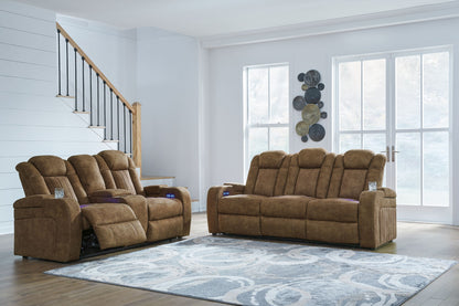 Wolfridge - Brindle - 2 Pc. - Power Reclining Sofa, Power Reclining Loveseat With Console - Hornell Furniture Outlet