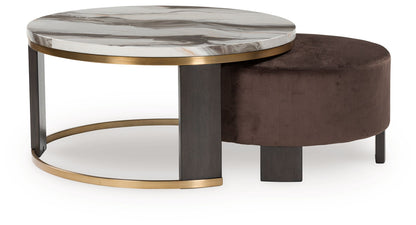 Jazmore - Brown / Brass Finish - Nesting Cocktail Tables (Set of 2) - Hornell Furniture Outlet