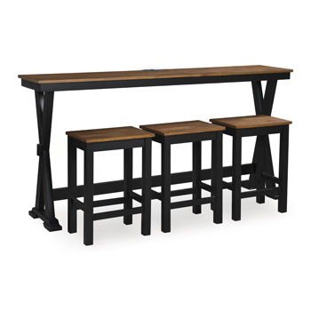 Wildenauer - Rectangular Dining Room Counter Table Set (Set of 4) - Brown / Black - Hornell Furniture Outlet