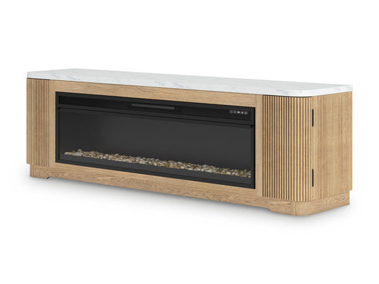 Camdill - Light Brown - 80" TV Stand With Electric Fireplace - Hornell Furniture Outlet