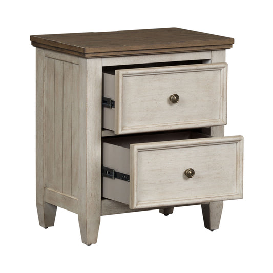 Heartland - 2 Drawer Nightstand With Charging Station - White - Hornell Furniture Outlet