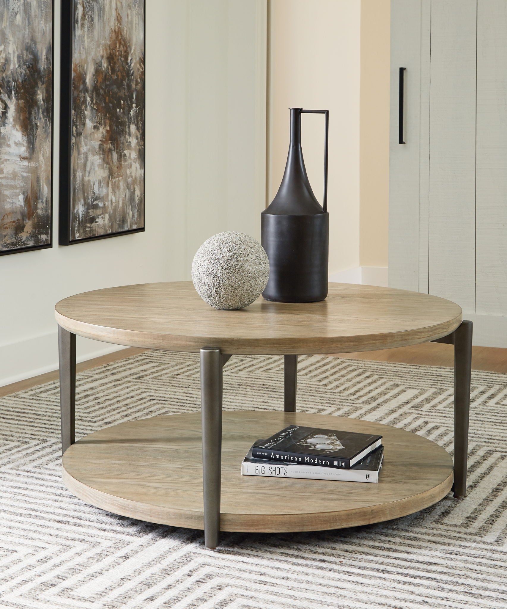 Dyonton - Light Grayish Brown - Round Cocktail Table - Hornell Furniture Outlet