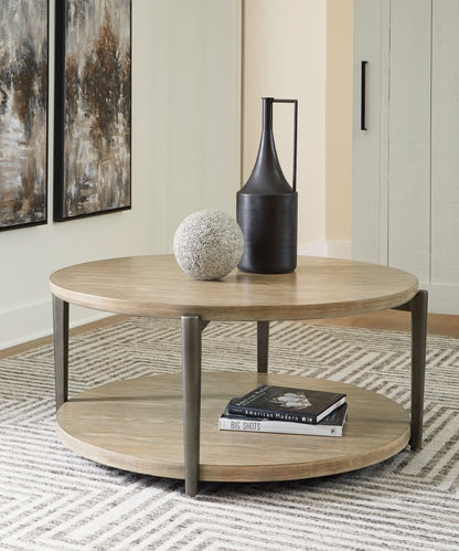 Dyonton - Light Grayish Brown - Round Cocktail Table - Hornell Furniture Outlet