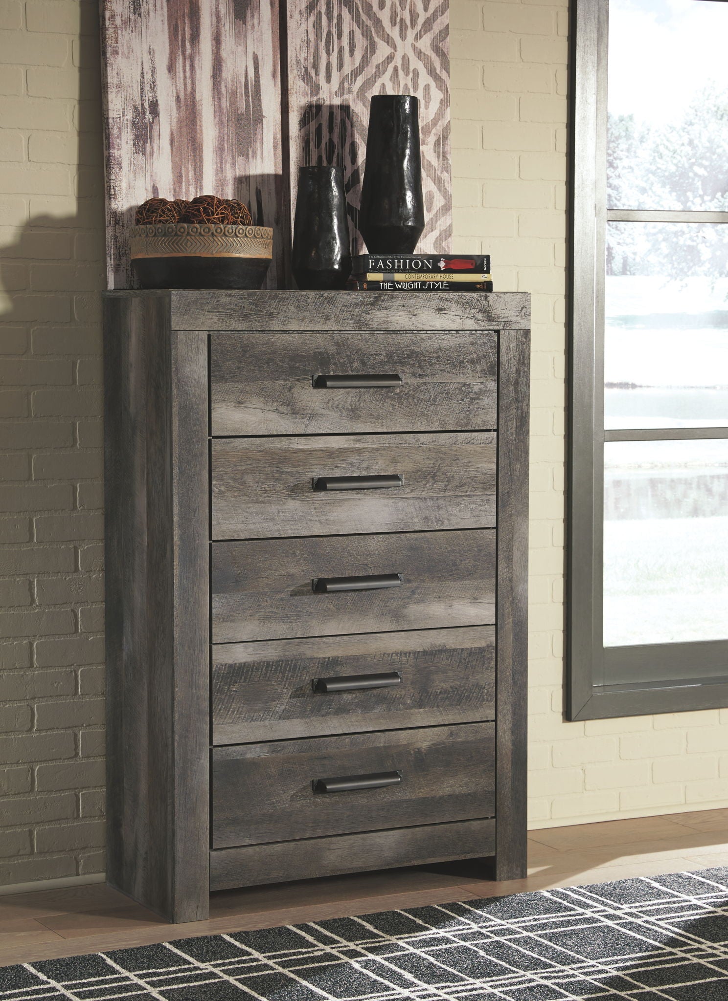 Wynnlow - Gray - Five Drawer Chest - Hornell Furniture Outlet