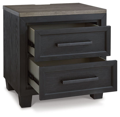 Foyland - Black / Brown - Two Drawer Night Stand - Hornell Furniture Outlet