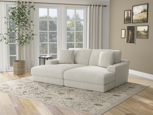 Cozy - 2 Piece Double Wide Chaise With USB Charging Ports - Hornell Furniture Outlet